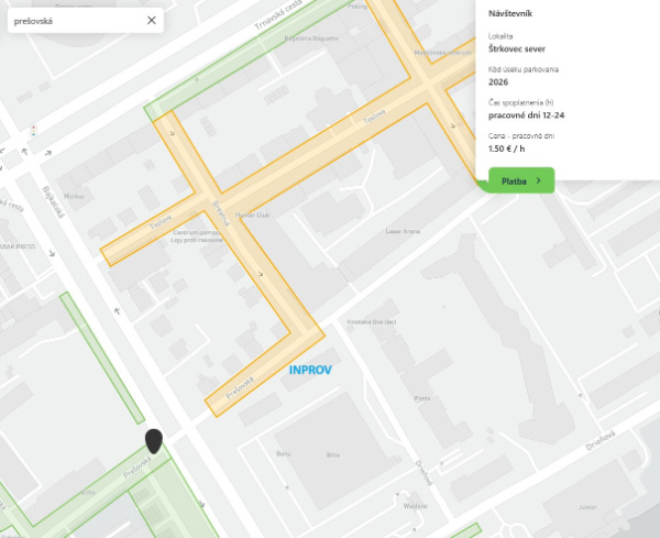 Parkovanie Prešovská