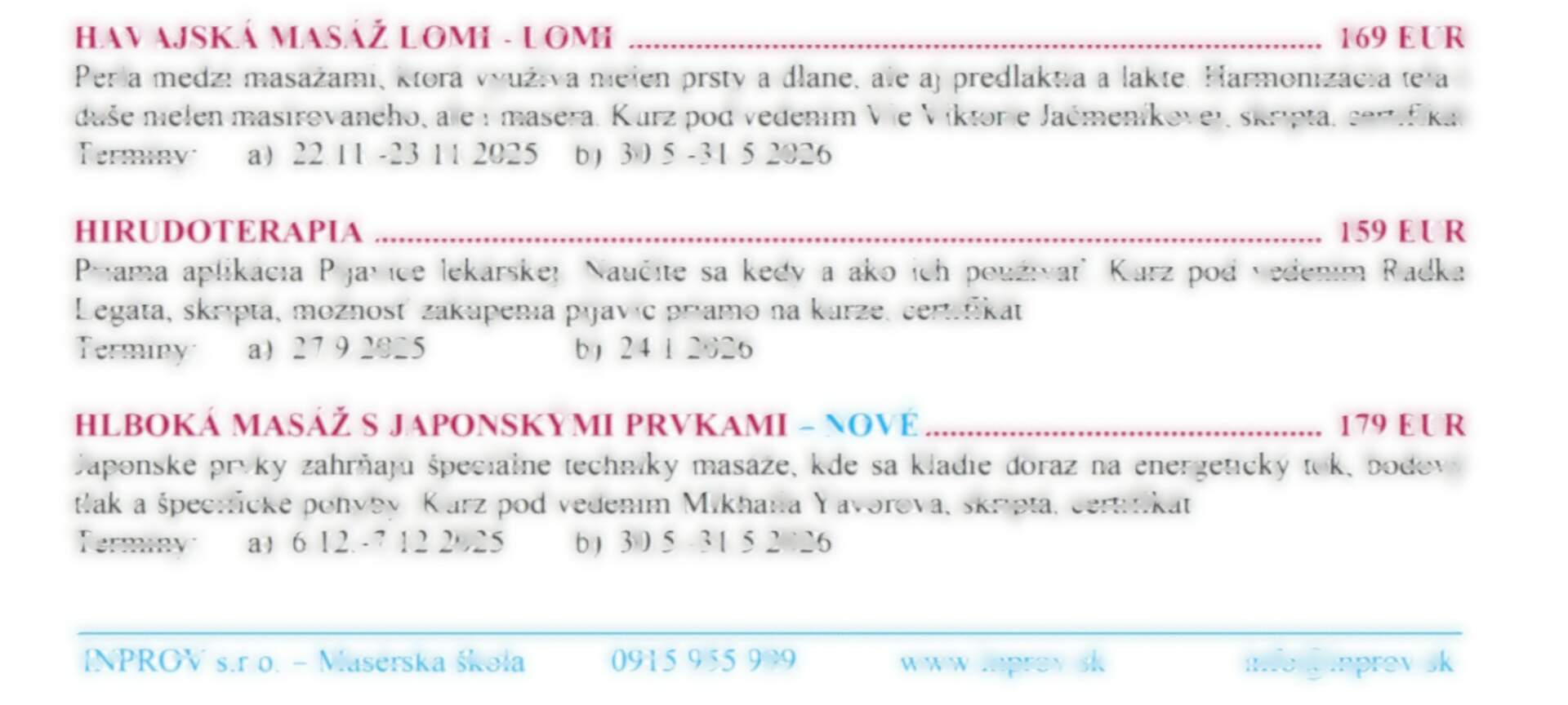 Plán kurzov na školský rok 2025 / 2026